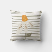 レトロフラワーママ、名前をカスタムする花びらストライプの、 クッション (正面)