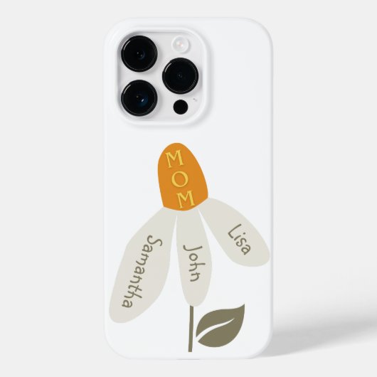 レトロフラワーママ、子供の名前、カスタム花びら Case-Mate iPhoneケース (裏面)