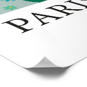 レトロフラワーマーケットパリブルーオレンジフラワーズ ポスター (角)