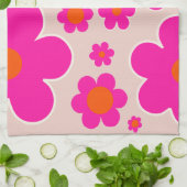 レトロフラワーマーケットフローレンス抽象芸術ピンクフローラ キッチンタオル (折り畳み)