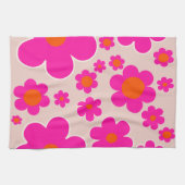 レトロフラワーマーケットフローレンス抽象芸術ピンクフローラ キッチンタオル (横)