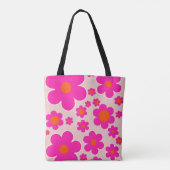 レトロフラワーマーケットフローレンス抽象芸術ピンクフローラ トートバッグ (裏面)