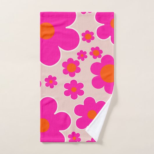 レトロフラワーマーケットフローレンス抽象芸術ピンクフローラ バスタオルセット (ハンドタオル)