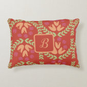レトロフラワーモノグラムアクセント枕 アクセントクッション (正面)