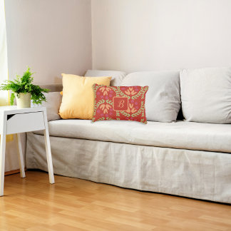 レトロフラワーモノグラムアクセント枕 アクセントクッション