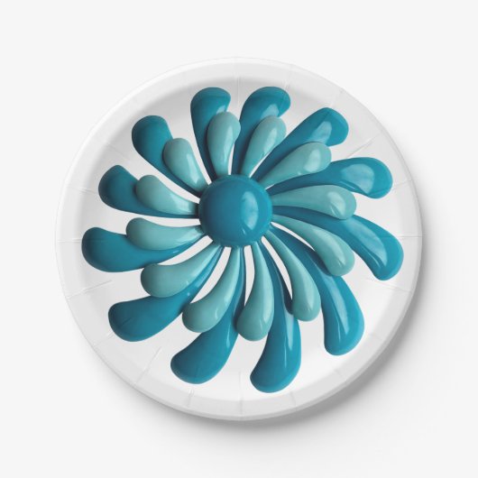 レトロフラワー – フローラ春サマー庭園の結婚式 ペーパープレート (正面)