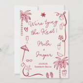 レトロフランスのビーチシーサイドイラストレーション結婚ズ 招待状 (正面)