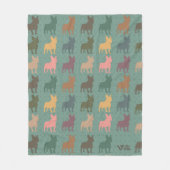 レトロフランスのブルドッグ毛布ヴィンテージ フリースブランケット (正面)