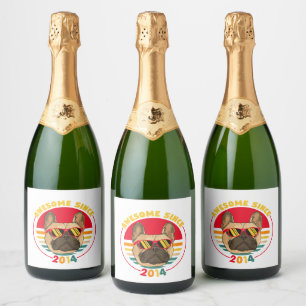 レトロフランスのブルドッグ2014素晴らし年以来 スパークリングワインラベル