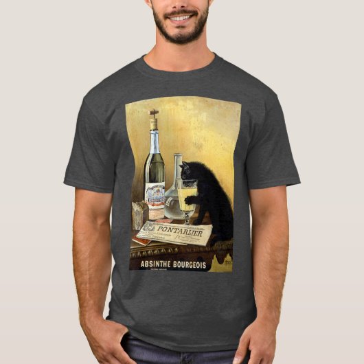 レトロフランスのポスター"absinthe bourgeois" tシャツ (正面)