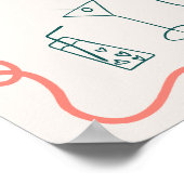 レトロフランスの手描き図解入りの、写真付きのブライダルシャワー ポスター (角)