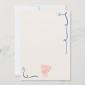 レトロフランスの手描き図解入りの、写真付きのブライダルシャワー 招待状 (裏面)