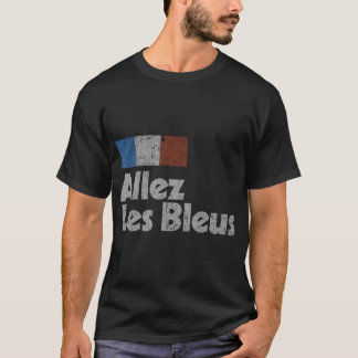 レトロフランスサッカーフランスのシャツ2018国旗ALLEZ L Tシャツ