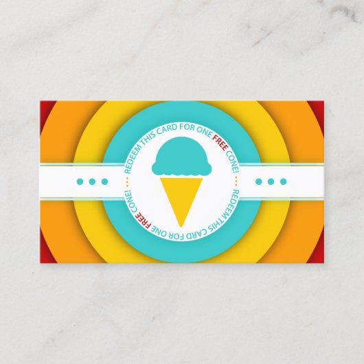 レトロフリーアイスクリームコーンクーポン 割引カード (正面)