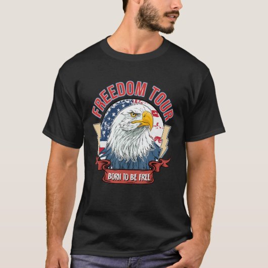レトロフリーダムツアー1776アメリカ4th Of July Eagle Tシャツ (正面)