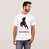 レトロフリーポップ・アートの白黒アランニングートの馬 Tシャツ (正面フル)