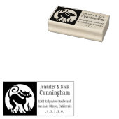 レトロフルムーンキャット差出人住所スタンプ ラバースタンプ (押印)