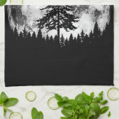 レトロフルムーン&ミニマリストパインツリーヴィンテージグラ キッチンタオル (折り畳み)