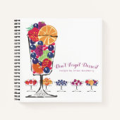 レトロフルーツサラダパーソナライズされたレシピ料理本 ノートブック (正面)