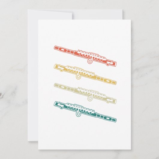 レトロフルート楽器ギフトミュージックフルート 招待状 (正面)