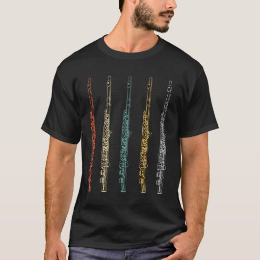 レトロフルート長袖シャツヴィンテージ楽器G Tシャツ (正面)