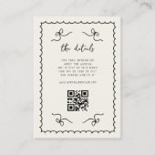 レトロフレンチウェディング手描きQRコード詳細 エンクロージャーカード (正面)