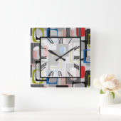 レトロフレームグレー スクエア壁時計 (ホーム)