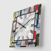 レトロフレームグレー スクエア壁時計 (傾斜)