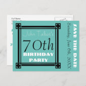 レトロフレーム70th誕生日パーティー日付を保存 案内ポストカード (正面/裏面)