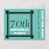 レトロフレーム70th誕生日パーティー日付を保存 案内ポストカード (正面)