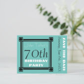 レトロフレーム70th誕生日パーティー日付を保存 案内ポストカード (スタンド正面)