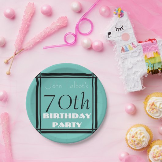 レトロフレーム70th誕生日パーティー紙プレート ペーパープレート (パーティー)