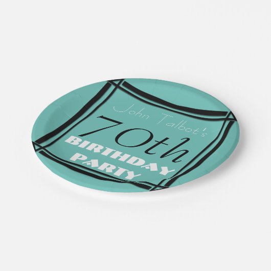 レトロフレーム70th誕生日パーティー紙プレート ペーパープレート (アングル)