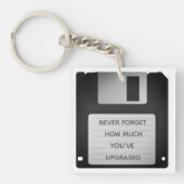 レトロフロッピーディスクアやる気を起こさせるップグレード引用文 キーホルダー (正面)