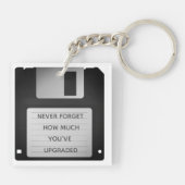 レトロフロッピーディスクアやる気を起こさせるップグレード引用文 キーホルダー (裏面)