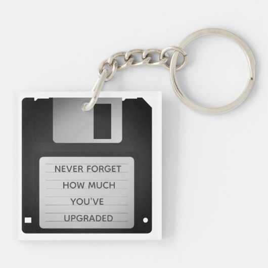 レトロフロッピーディスクアやる気を起こさせるップグレード引用文 キーホルダー (裏面)