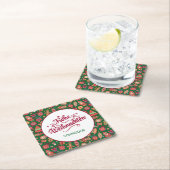 レトロフロヘワイヒナッチンパーソナライズされた スクエアペーパーコースター (インサイチュ)