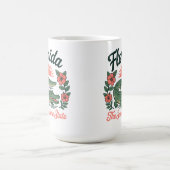レトロフロリダアリゲータートロピカルフラワー コーヒーマグカップ (中央)
