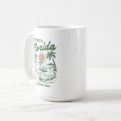 レトロフロリダアリゲーターパームツリーズサンセット コーヒーマグカップ (正面左)