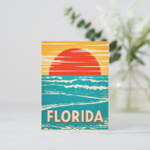 レトロフロリダコースト：ヴィンテージ旅行アート ポストカード (スタンド正面)