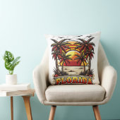 レトロフロリダサンセットウィズパームツリーズ クッション (椅子)