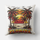 レトロフロリダサンセットウィズパームツリーズ クッション (裏面)