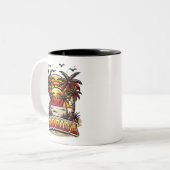 レトロフロリダサンセットウィズパームツリーズ ツートーンマグカップ (正面左)