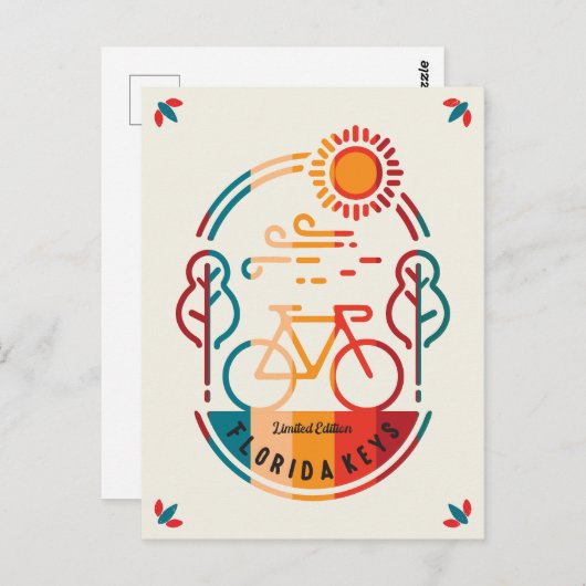 レトロフロリダ鍵自転車トレイル。 ポストカード (正面/裏面)