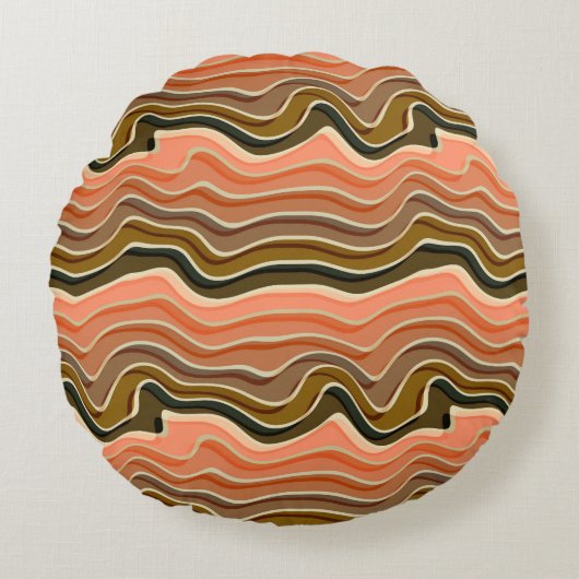 レトロフローストライプ波状装飾用クッション ラウンドクッション (正面)