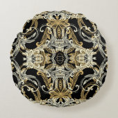 レトロフローラの背景。ヴィンテージイラストレーション。 ラウンドクッション (正面)