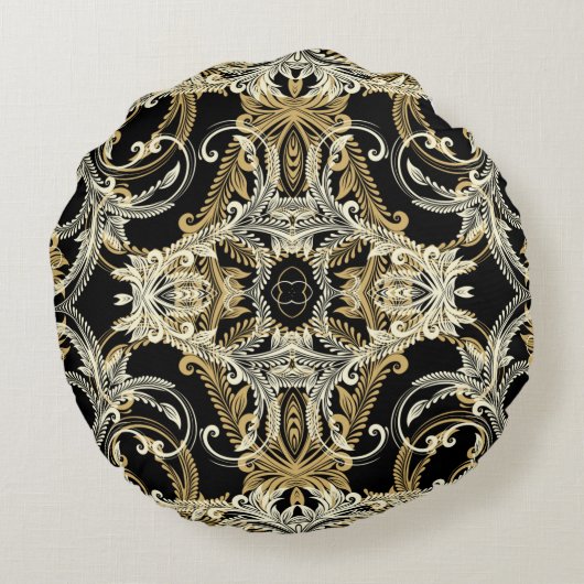 レトロフローラの背景。ヴィンテージイラストレーション。 ラウンドクッション (裏面)