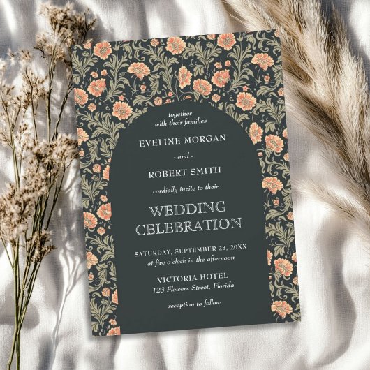 レトロフローラアールヌーボーウィリアム結婚モリス 招待状