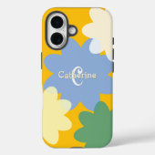 レトロフローライエロー春グルーヴィモノグラムの Case-Mate iPhoneケース (裏面)