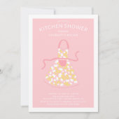 レトロフローラエプロンブライダルキッチンシャワー 招待状 (正面)